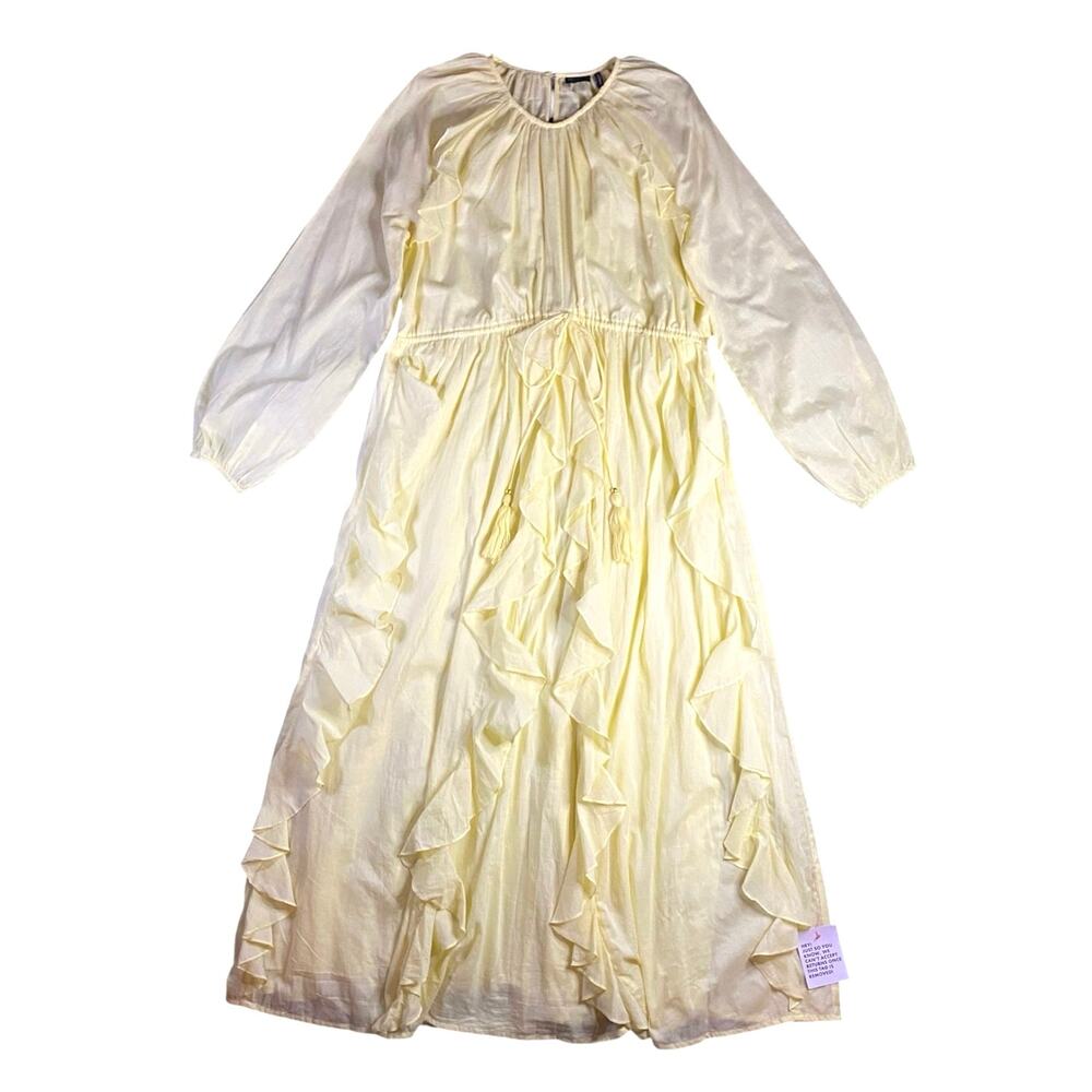 ASOS Designs Lemon Ruffle Ruched Maxi Dress NWT - 12 - Picture 2 of 7